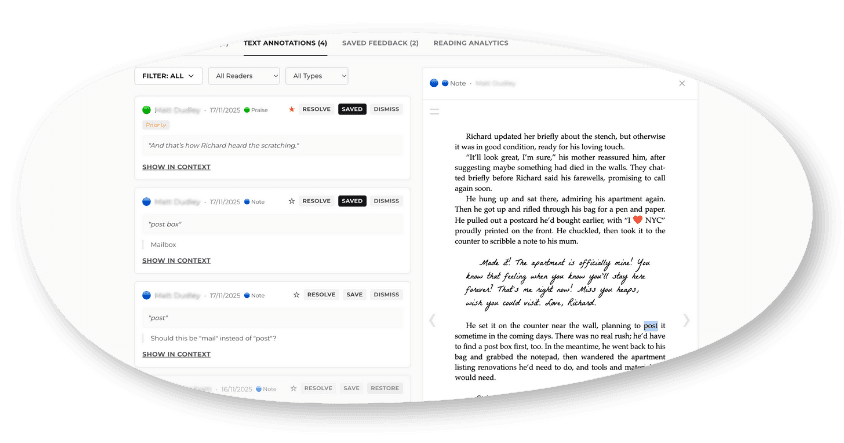 Feedback pinned to screenshot